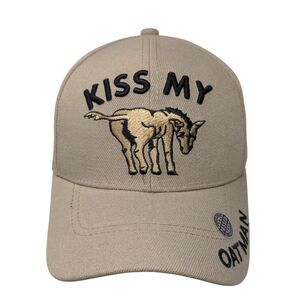 Kiss My Strapback Hat Tan One Size Embroidered Oatman Black Eagle W/Tags